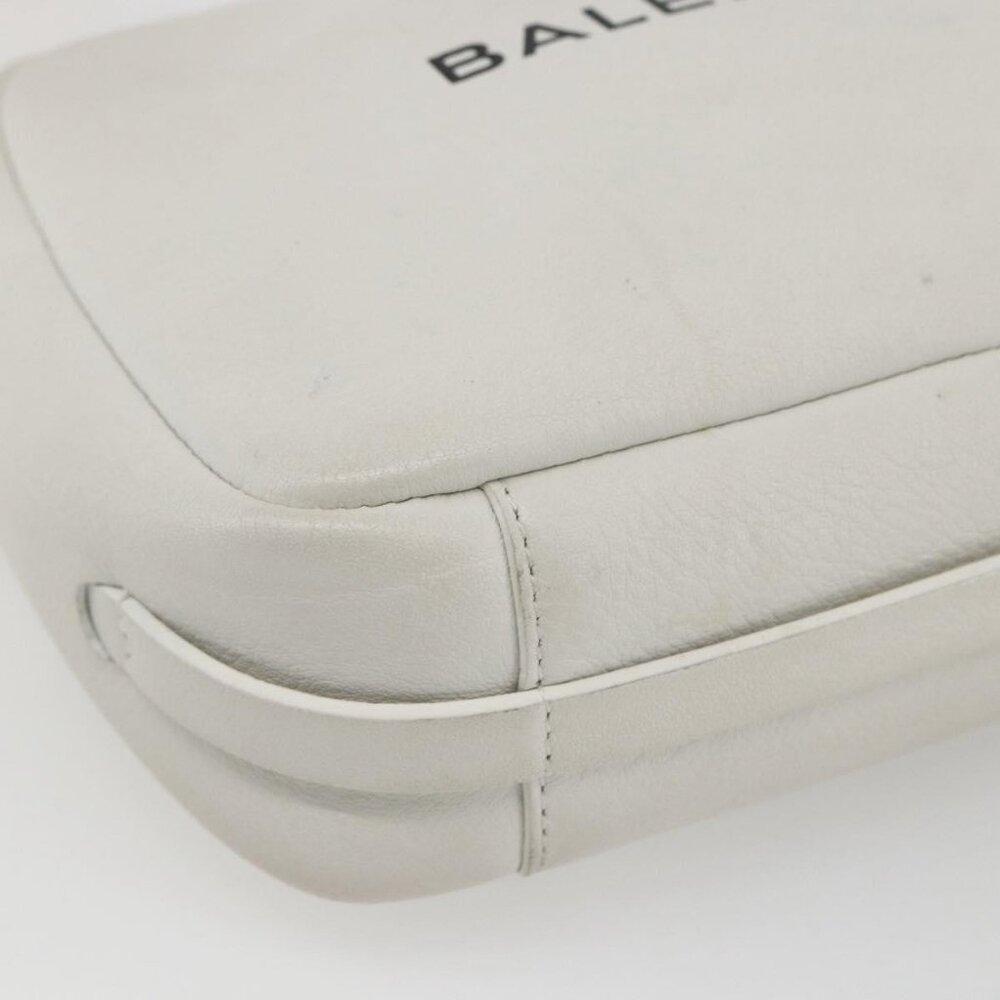 Authentic BALENCIAGA Shoulder Bag Leather White Silver 489812 - Picture 3 of 16